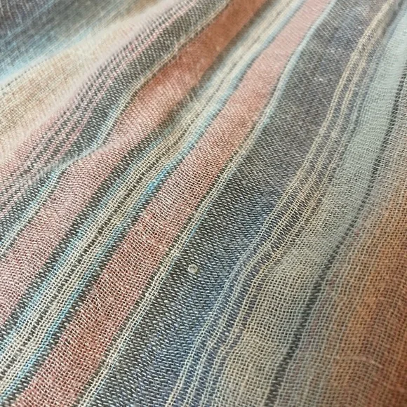 Faherty Evening Playa Stripe Linen Blend Pintuck Tunic Size Small - Picture 9 of 10